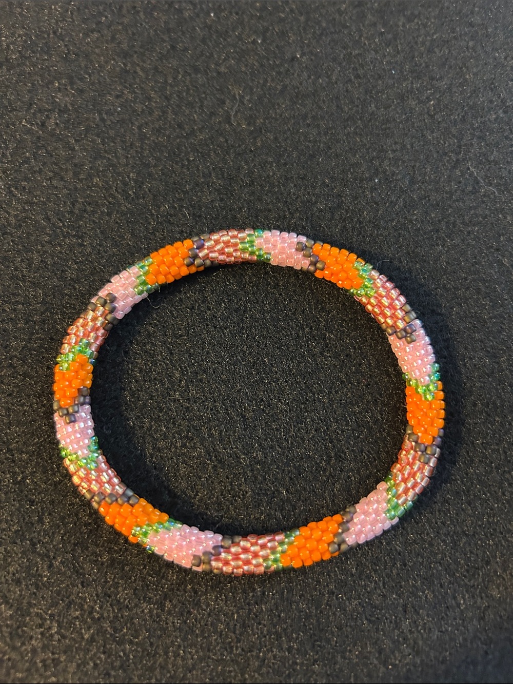 Aloha Shine Extended 8” Handmade Beaded Bracelet in Pink & Orange